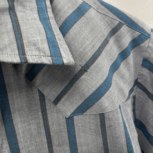 Vintage Ely Plains Shirt Mens L Green Striped Western Pearl Snap 90s READ - Picture 4 of 7